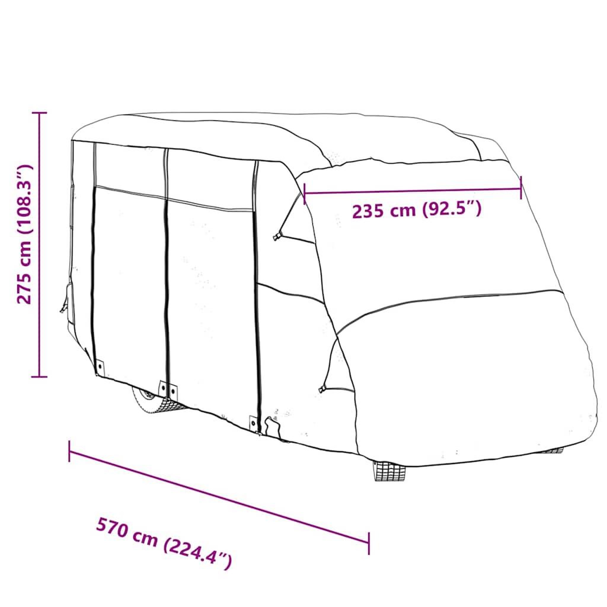 Voir la diapositive 6 : VIDAXL Housse de camping-car gris 570x235x275 cm tissu non tisse
