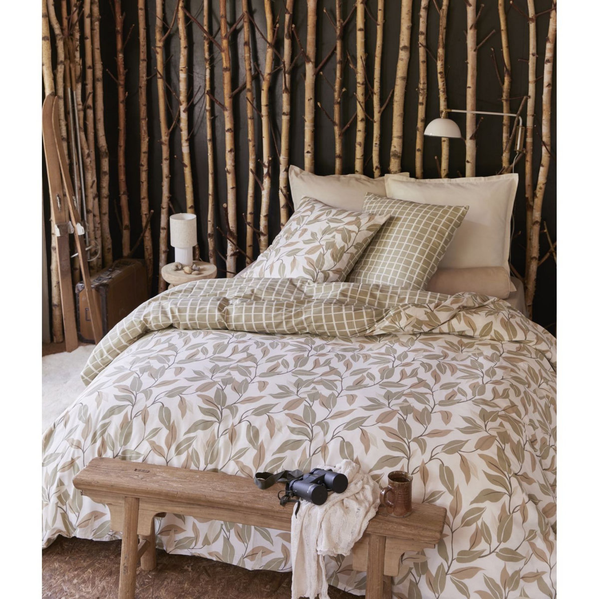 Parure housse de couette en coton motif feuillage WIM