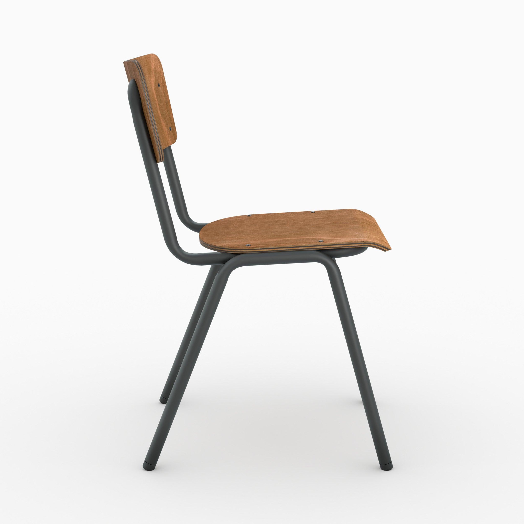 Voir la diapositive 6 : MAISON PAVANE Lot de 2 chaises écolier empilables en bois foncé-clem