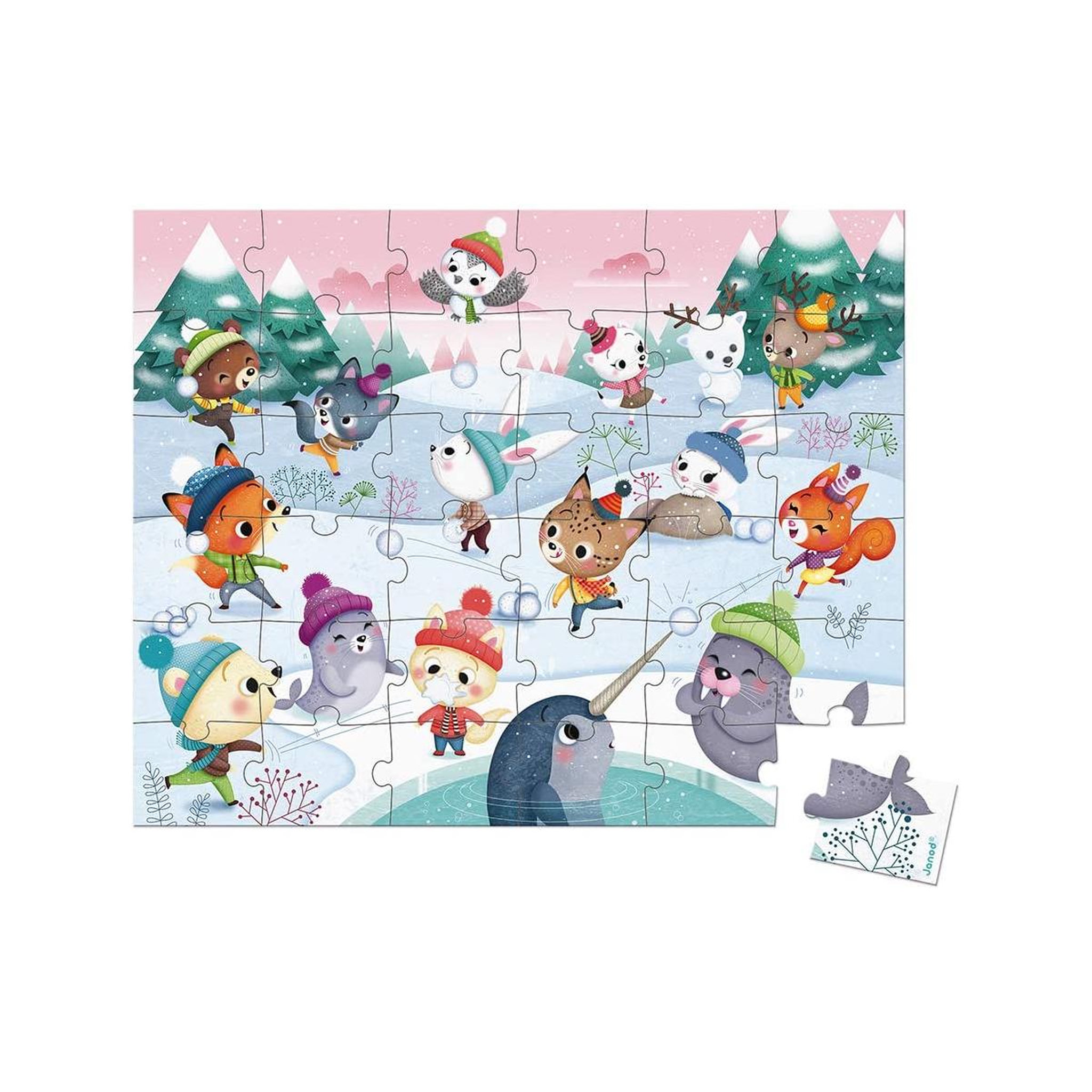 Juratoys-Janod Puzzle bataille de boules de neige 36 pieces