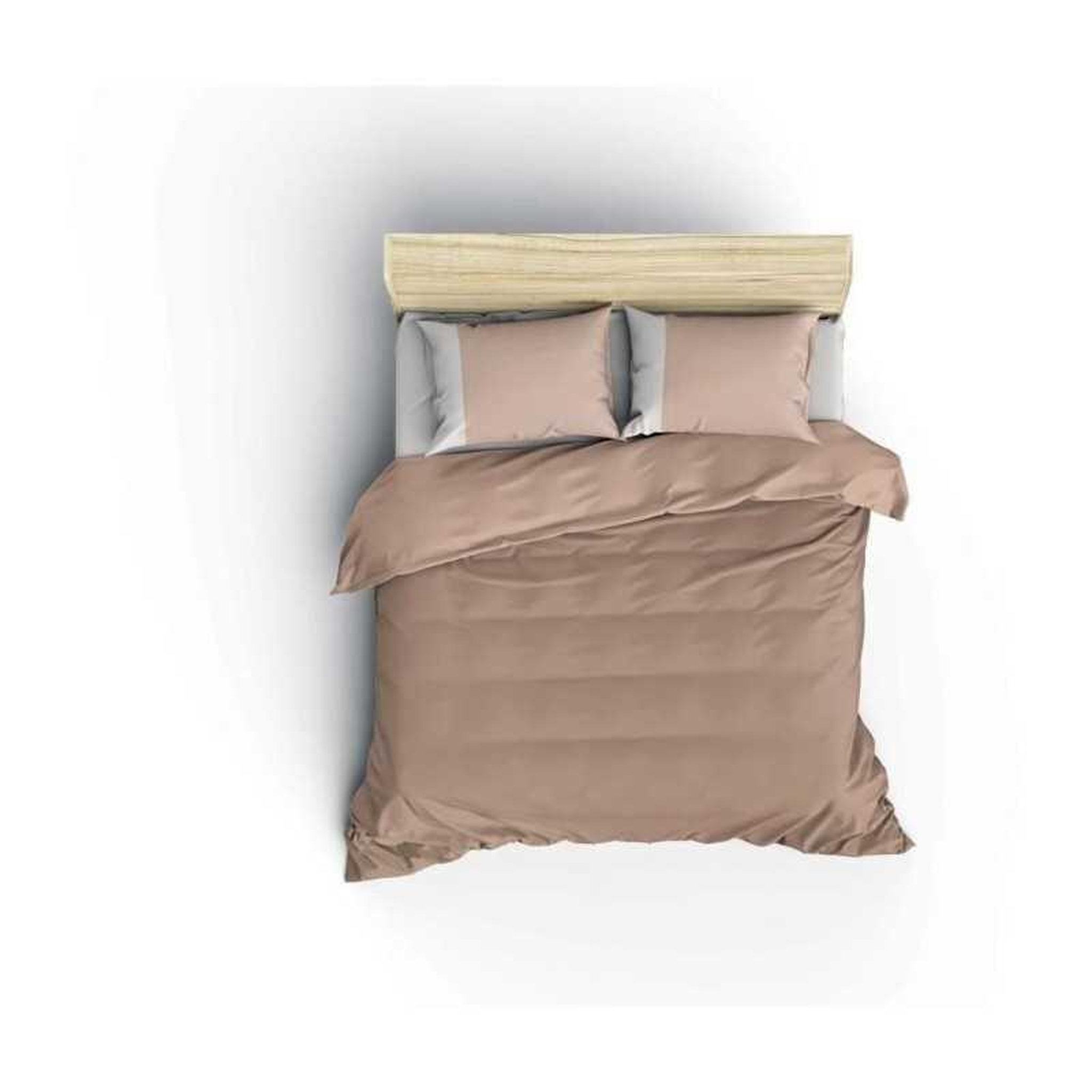 Voir la diapositive 2 : GENERIQUE Parure de lit - 129CTN62695 - 1 housse de couette 220 x 240 cm + 2 taies d'oreiller 60 x 60 cm - 100% coton ranforcé - Vison