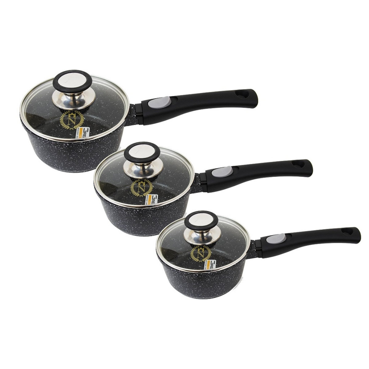 NAPOLEON Set de 3 casseroles induction 9 pièces fonte d'aluminium amovible