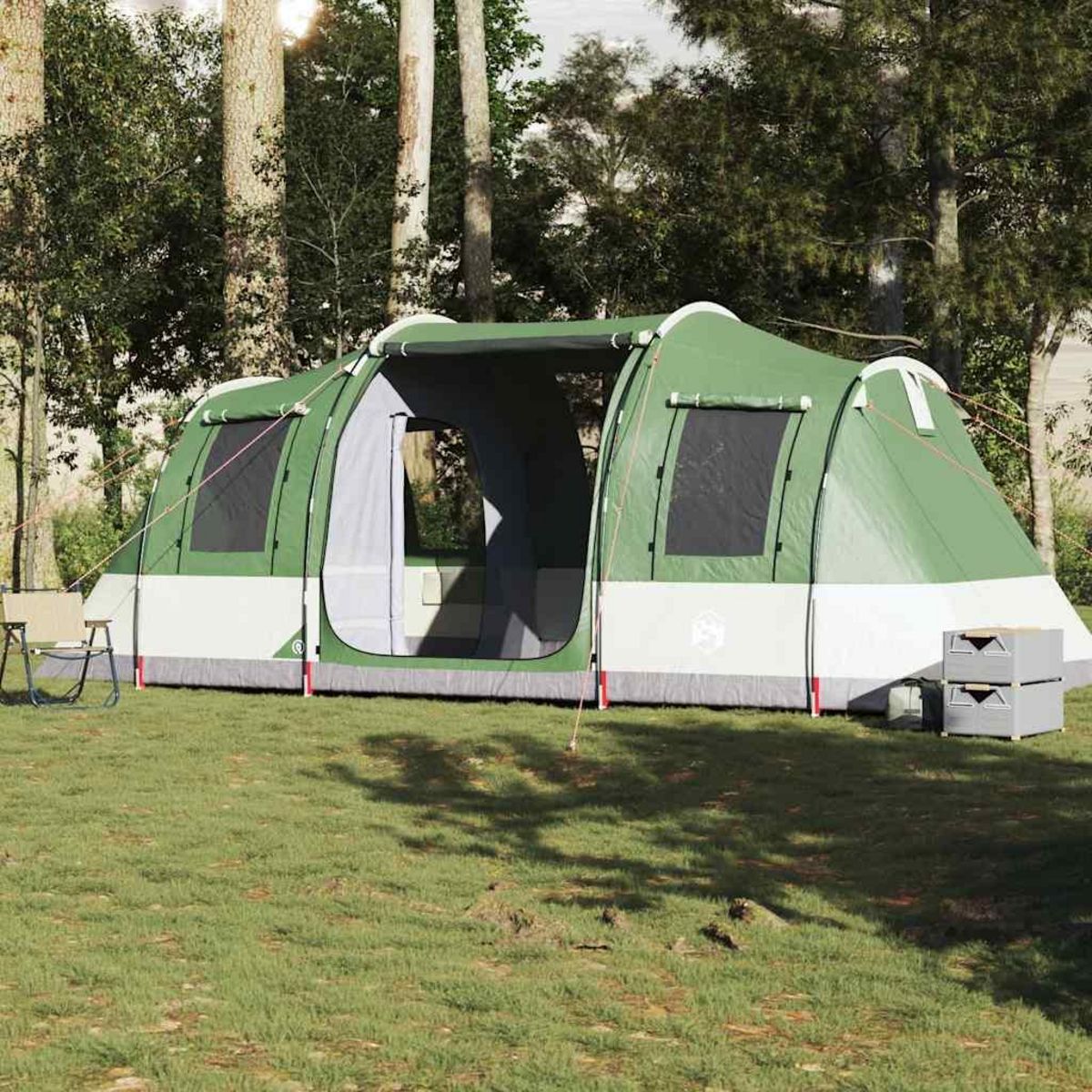 VIDAXL Tente de camping tunnel 4 personnes vert impermeable