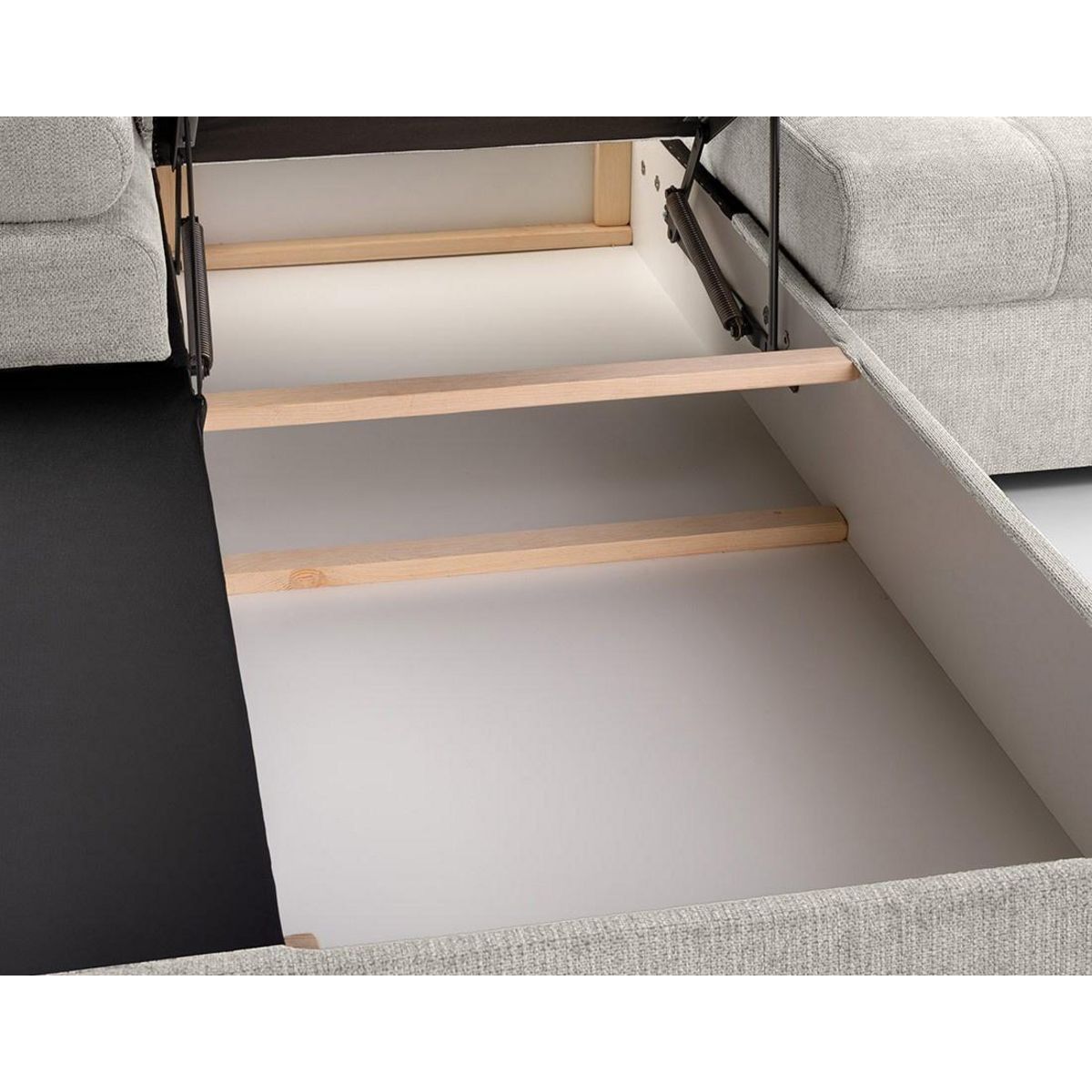 BEST MOBILIER Bianca - canapé d'angle gauche 4 places convertible avec coffre en tissu texturé