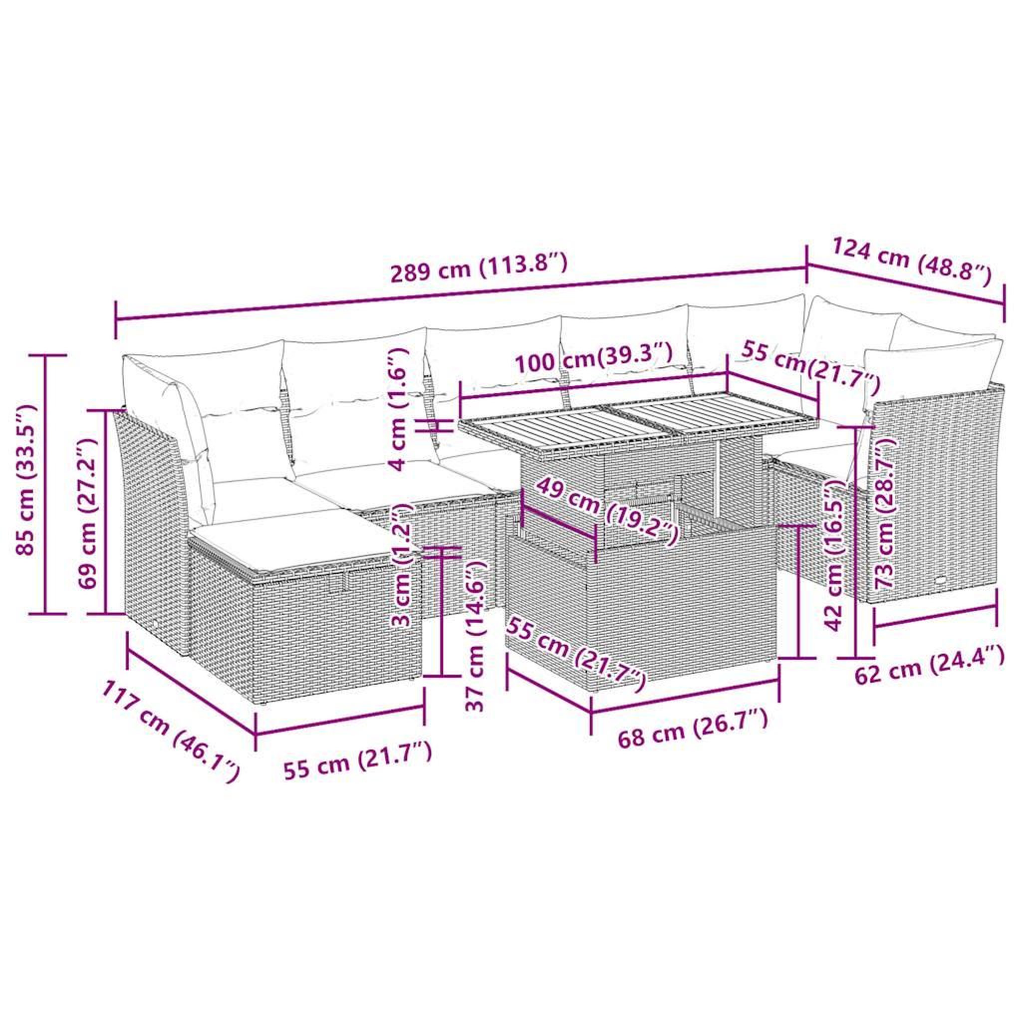 Voir la diapositive 6 : VIDAXL Salon de jardin avec coussins 8 pcs noir resine tressee acacia