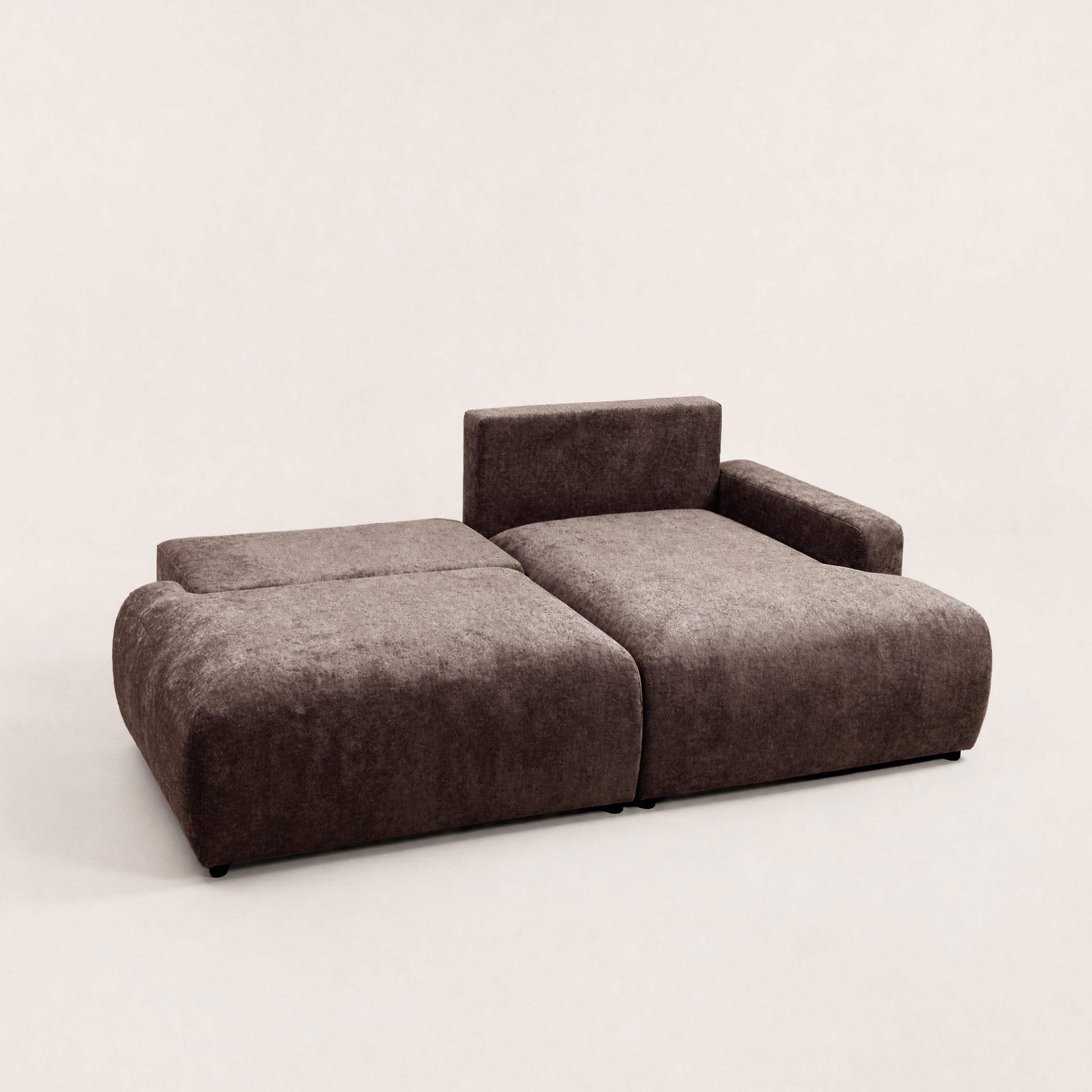 Voir la diapositive 4 : BEST MOBILIER Pivoine - canapé d'angle ouvert droit 4 places convertible avec coffre en tissu texturé