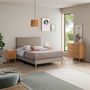 Voir la diapositive 2 : VS VENTA-STOCK Tête de lit Aura tapissée en tissu Beige 150x60 cm