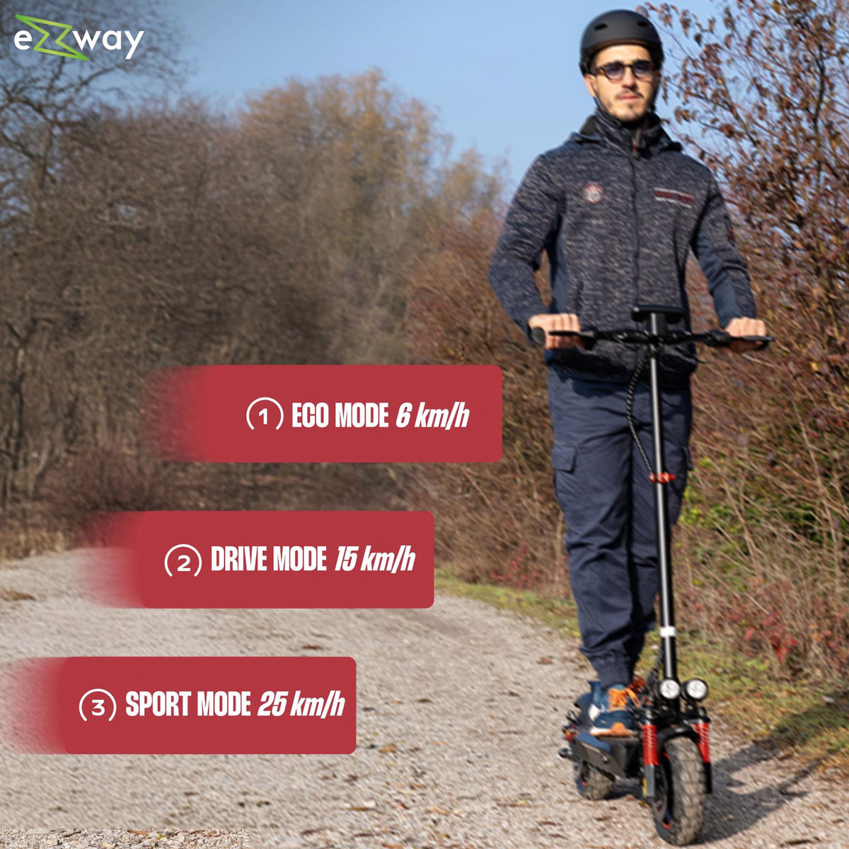URBANGLIDE Trottinette électrique EBOOST GO – Usage tout-terrain, autonomie 50 km, vitesse 25 km/h