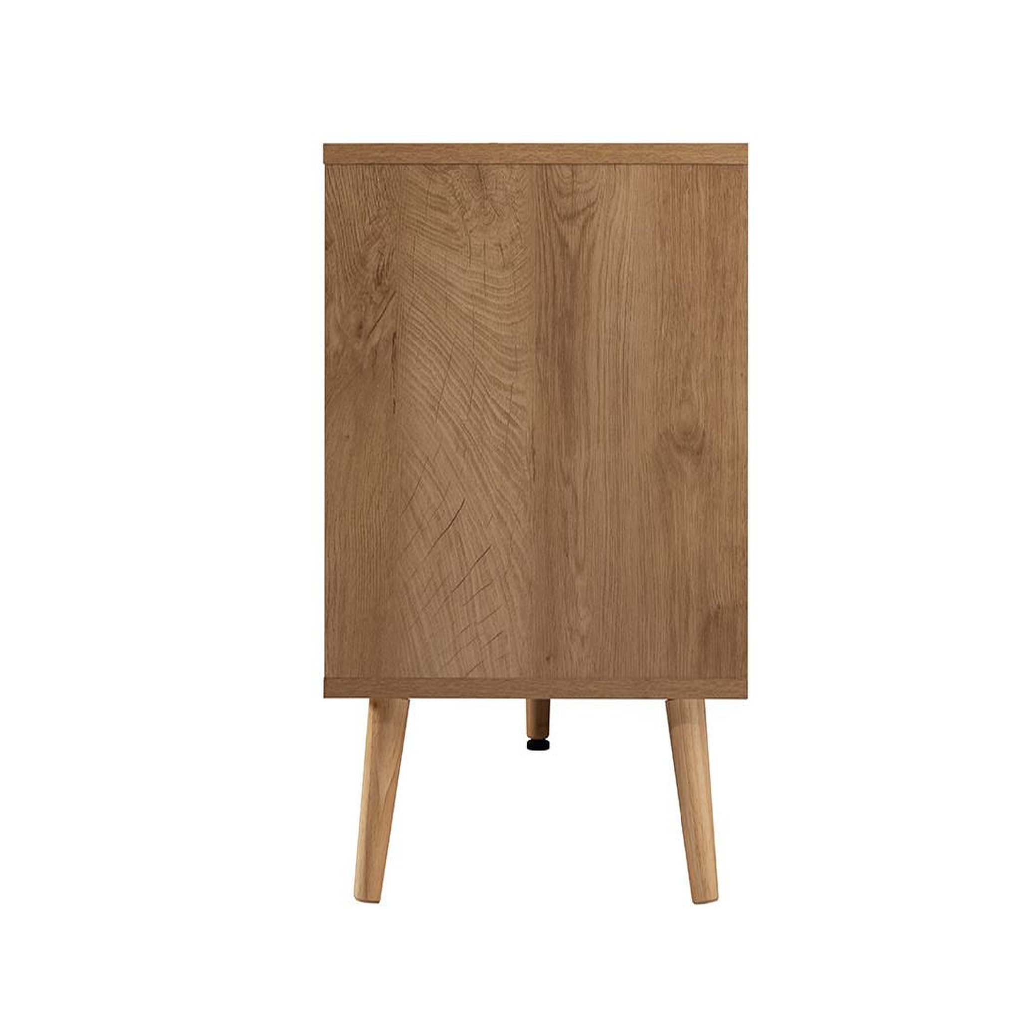 Voir la diapositive 6 : BEST MOBILIER Goto - meuble tv - effet bois et cannage - 2 portes et 2 niches - 140 cm