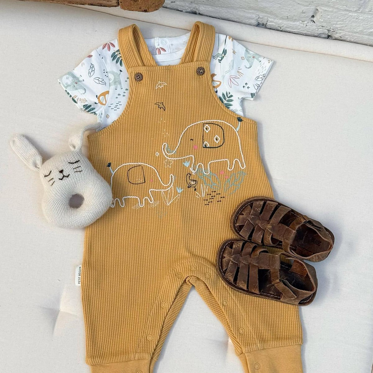 Petit Béguin Ensemble salopette bébé et t-shirt Hawaiki