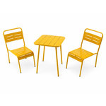 CONCEPT USINE Ensemble table de jardin carrée 50cm et 2 chaises jaune BERGAME