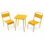 Voir la diapositive 1 : CONCEPT USINE Ensemble table de jardin carrée 50cm et 2 chaises jaune BERGAME