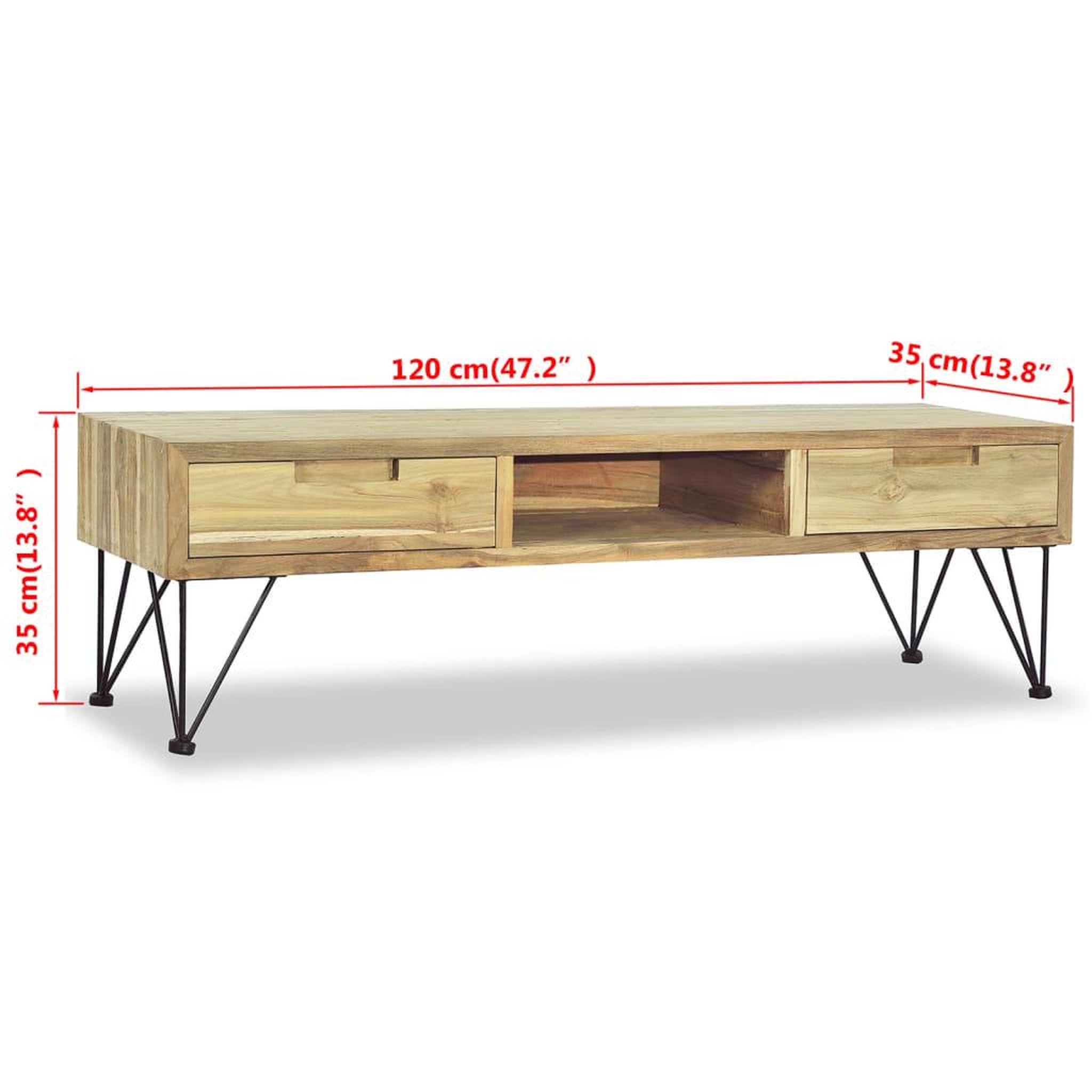 Voir la diapositive 6 : VIDAXL Meuble tv 120x35x35 cm teck massif