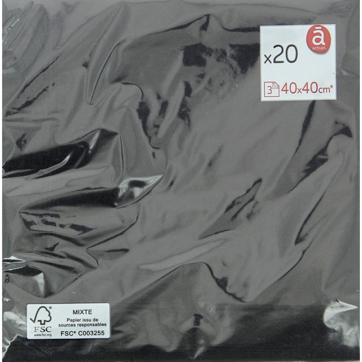 ACTUEL Lot de 50 serviettes carrées 2 plis 33 cm