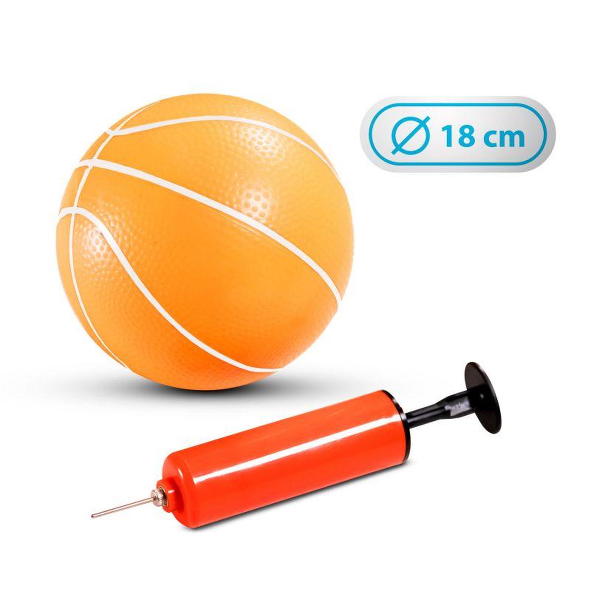 Voir la diapositive 4 : JUMP4FUN Panier de basket rigide avec pompe et ballon inclus pour trampoline de jardin Universel avec Ballon et Pompe - 56 x 35cm