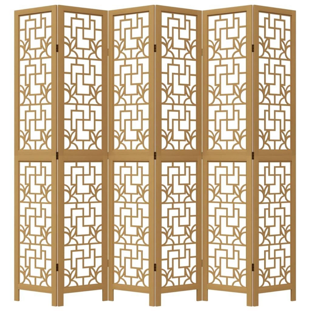 VIDAXL Cloison de separation 6 panneaux marron bois paulownia massif