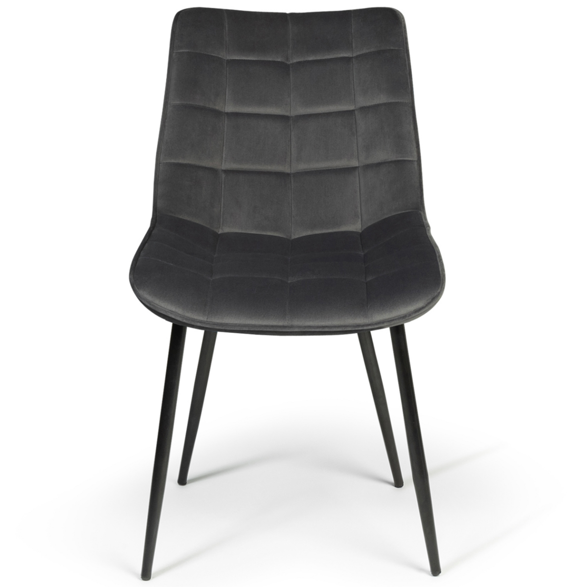 ID MARKET Lot de 4 chaises MADY en velours gris pour salle à manger