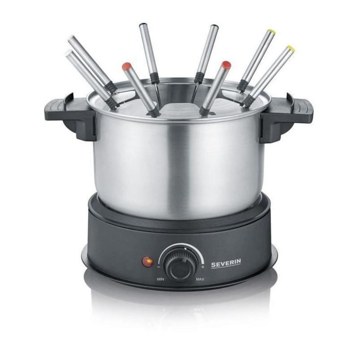 SEVERIN SEVERIN FO2473 Fondue electrique 8 personnes avec caquelon inox amovible, Inclus : Protection anti-projections et 8 fourchettes