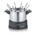 SEVERIN SEVERIN FO2473 Fondue electrique 8 personnes avec caquelon inox amovible, Inclus : Protection anti-projections et 8 fourchettes
