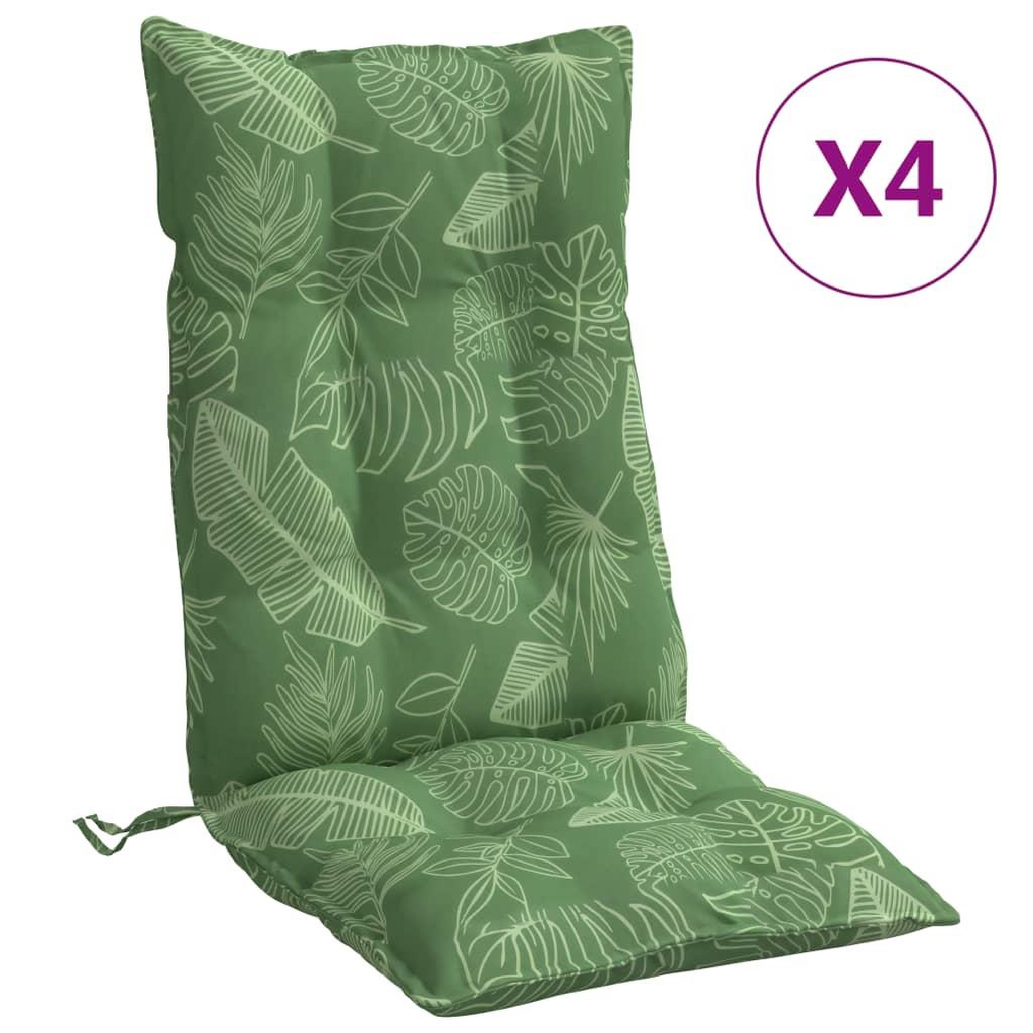 Voir la diapositive 2 : VIDAXL Coussins de chaise a dossier haut lot de 4 modele de feuille