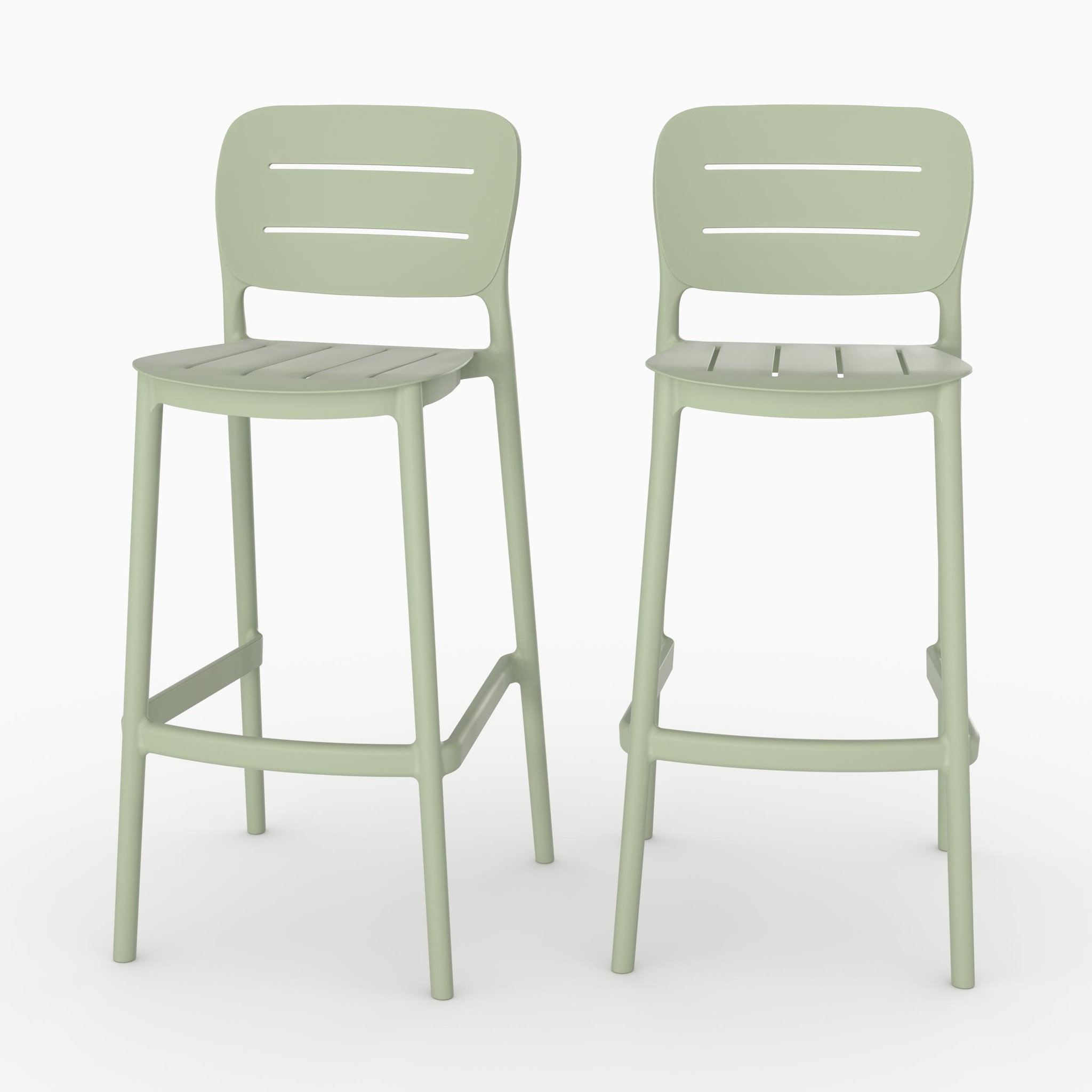 MAISON PAVANE Lot de 2 chaises de bar de jardin 75 cm en plastique vert pastel-lola