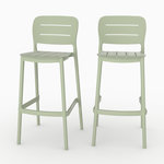 MAISON PAVANE Lot de 2 chaises de bar de jardin 75 cm en plastique vert pastel-Lola