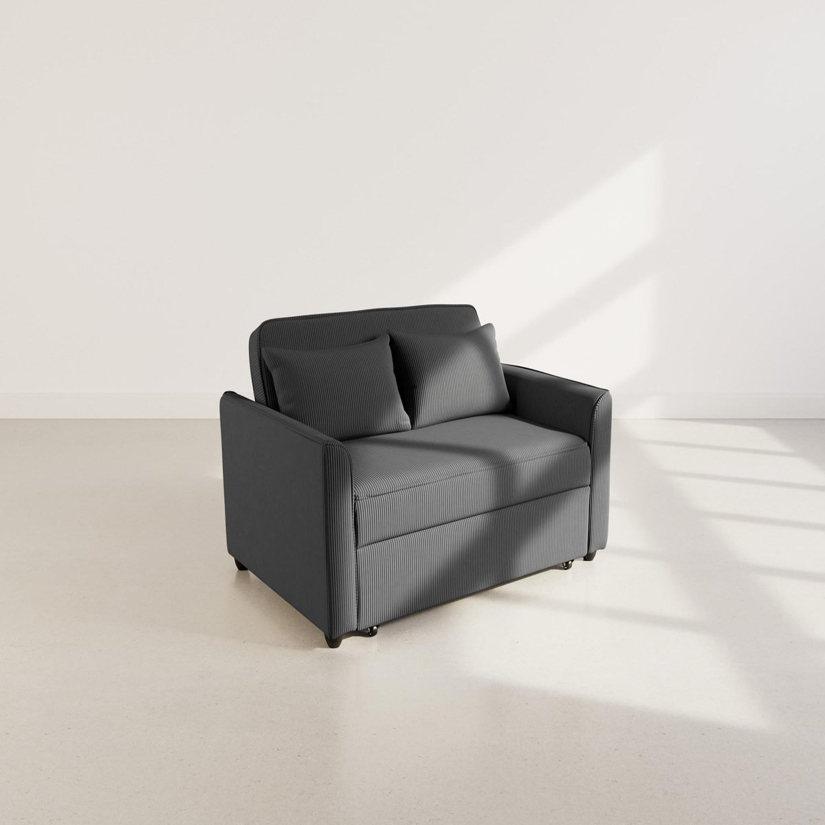 BEST MOBILIER Ernest - canapé droit 2 places convertible en velours côtelé