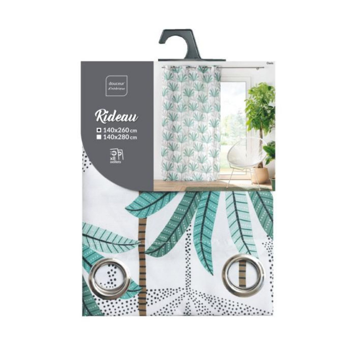 Paris Prix Rideau à Œillets Imprimé  Oasis  140x260cm Vert