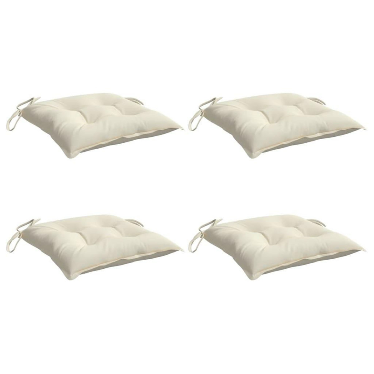 VIDAXL Coussins de chaise lot de 4 blanc creme 40x40x7 cm tissu oxford