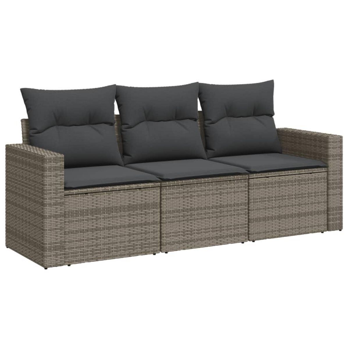 VIDAXL Salon de jardin avec coussins 3 pcs gris resine tressee