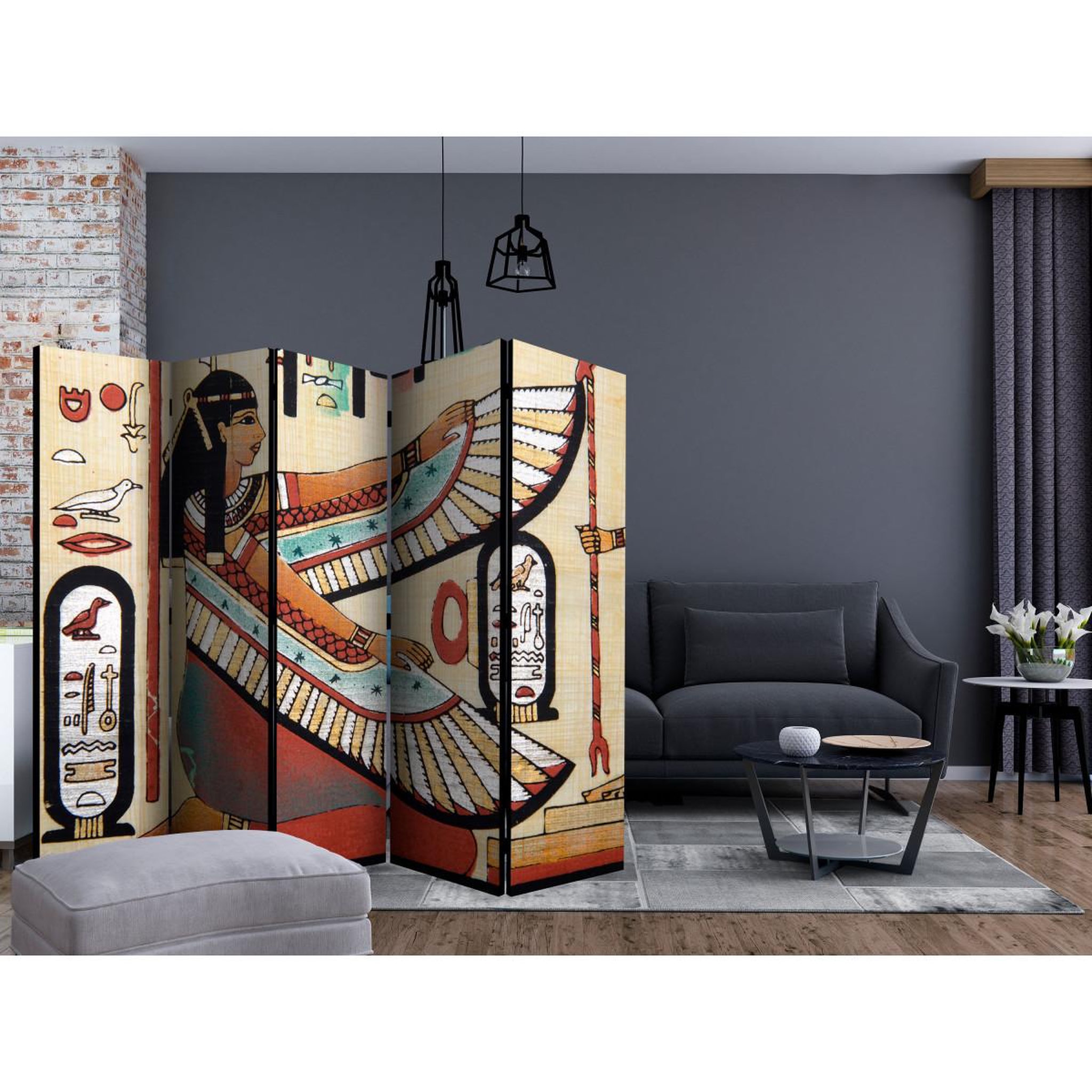 Voir la diapositive 2 : Paris Prix Paravent 5 volets  egyptian motif  172x225cm