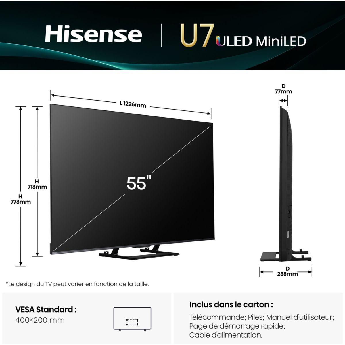 Hisense TV Mini Led 55U7Q 2025 - 55 pouces ( 139 cm )