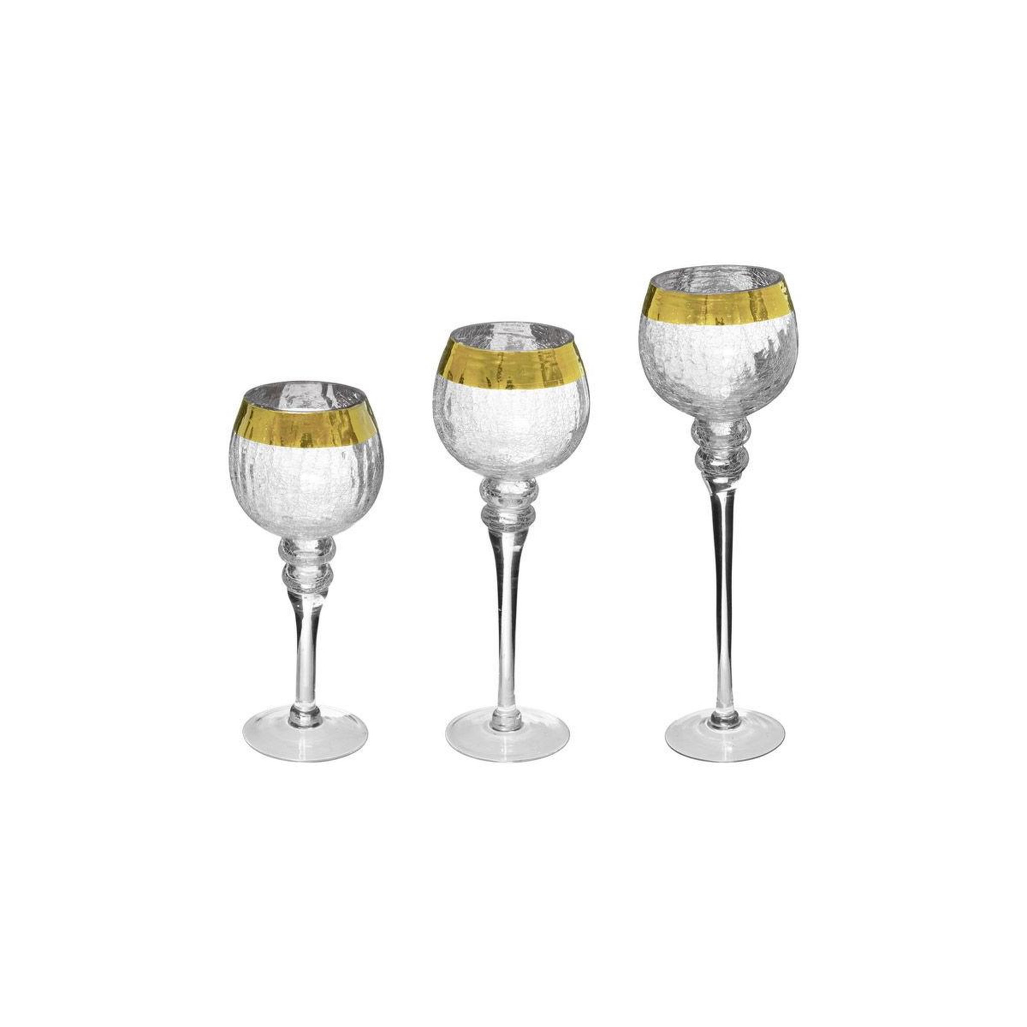 FEERIC LIGHT & CHRISTMAS Lot de 3 photophores  grand hôtel  40cm argent