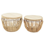 Paris Prix Lot de 2 Tables d'Appoint  Java  45cm Marron