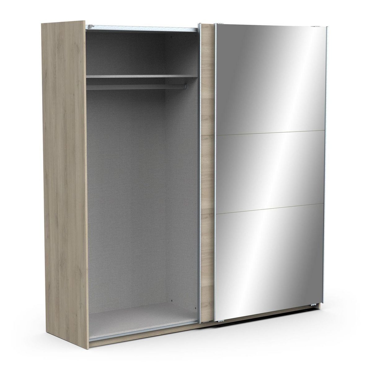 Armoire 2 portes coulissantes 1 miroir L200 cm THIBAULT