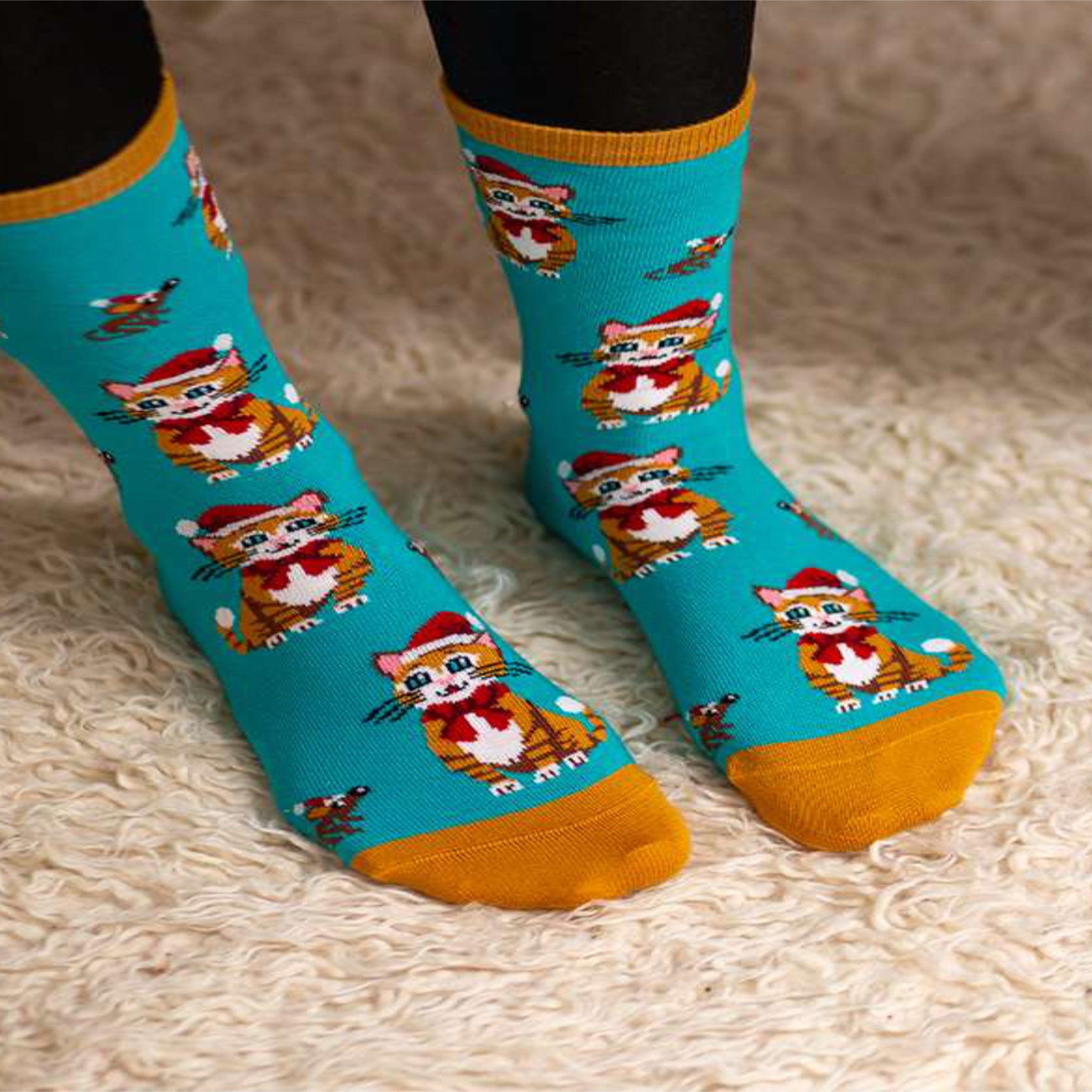 Voir la diapositive 2 : PIRIN HILL Chaussettes coton bio chats