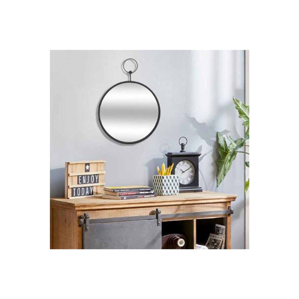 ATMOSPHERA Miroir Mural en Métal  Home Gousset  30cm Noir