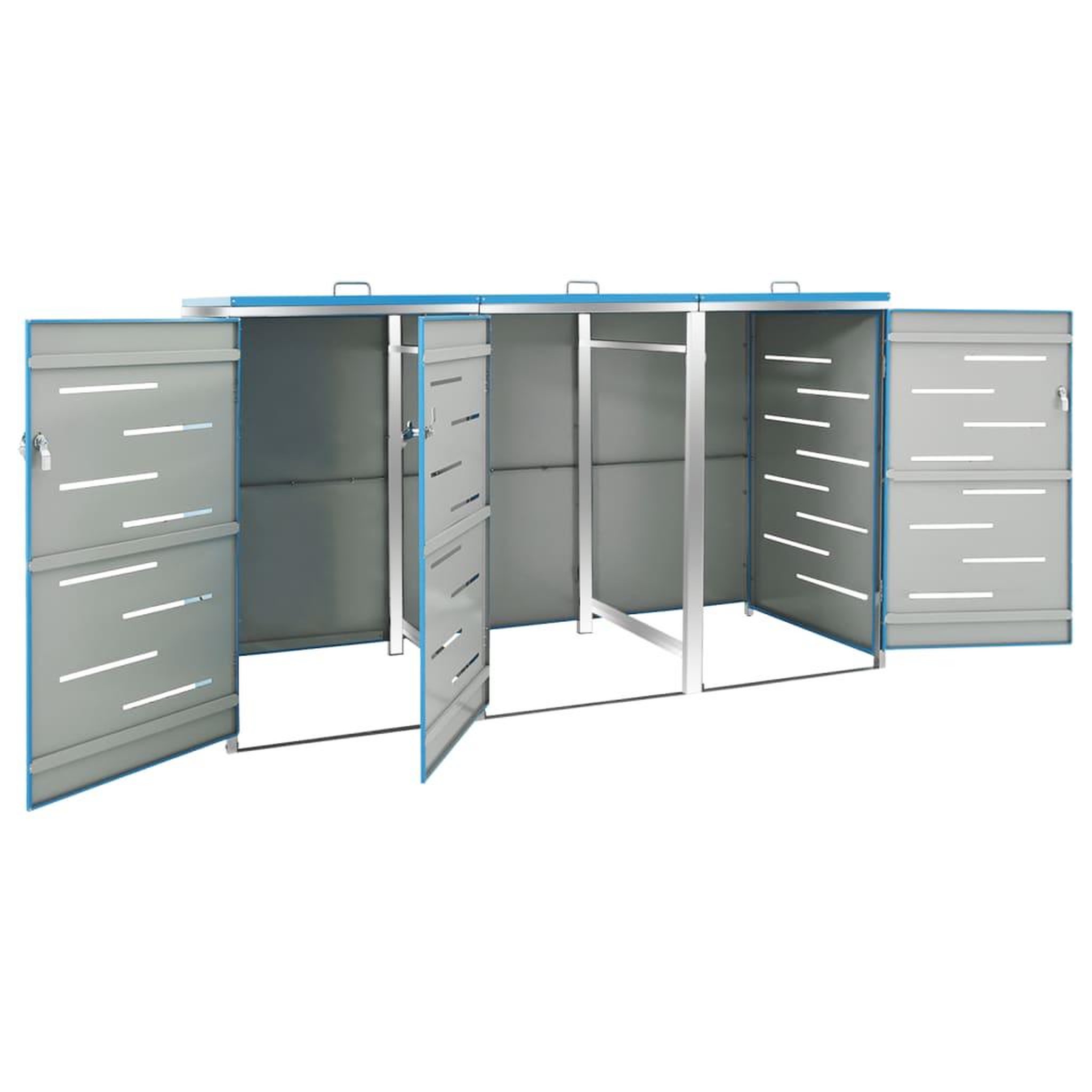 Voir la diapositive 4 : VIDAXL Abri pour trois poubelles 207x77,5x112,5 cm Inox