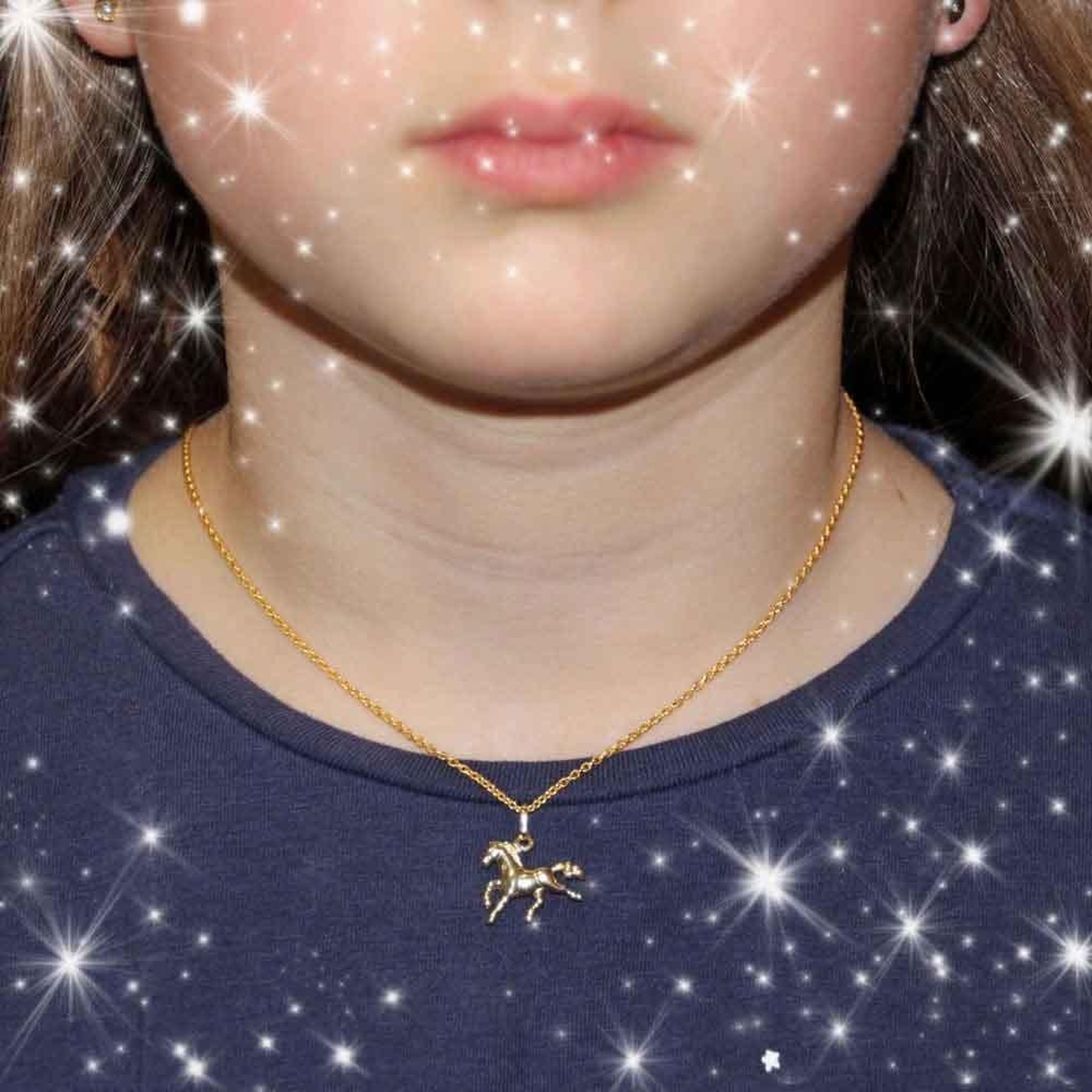 Voir la diapositive 2 : L'ATELIER D'AZUR Collier - Pendentif Cheval Or Jaune - Chaine Dorée Offerte - Enfant