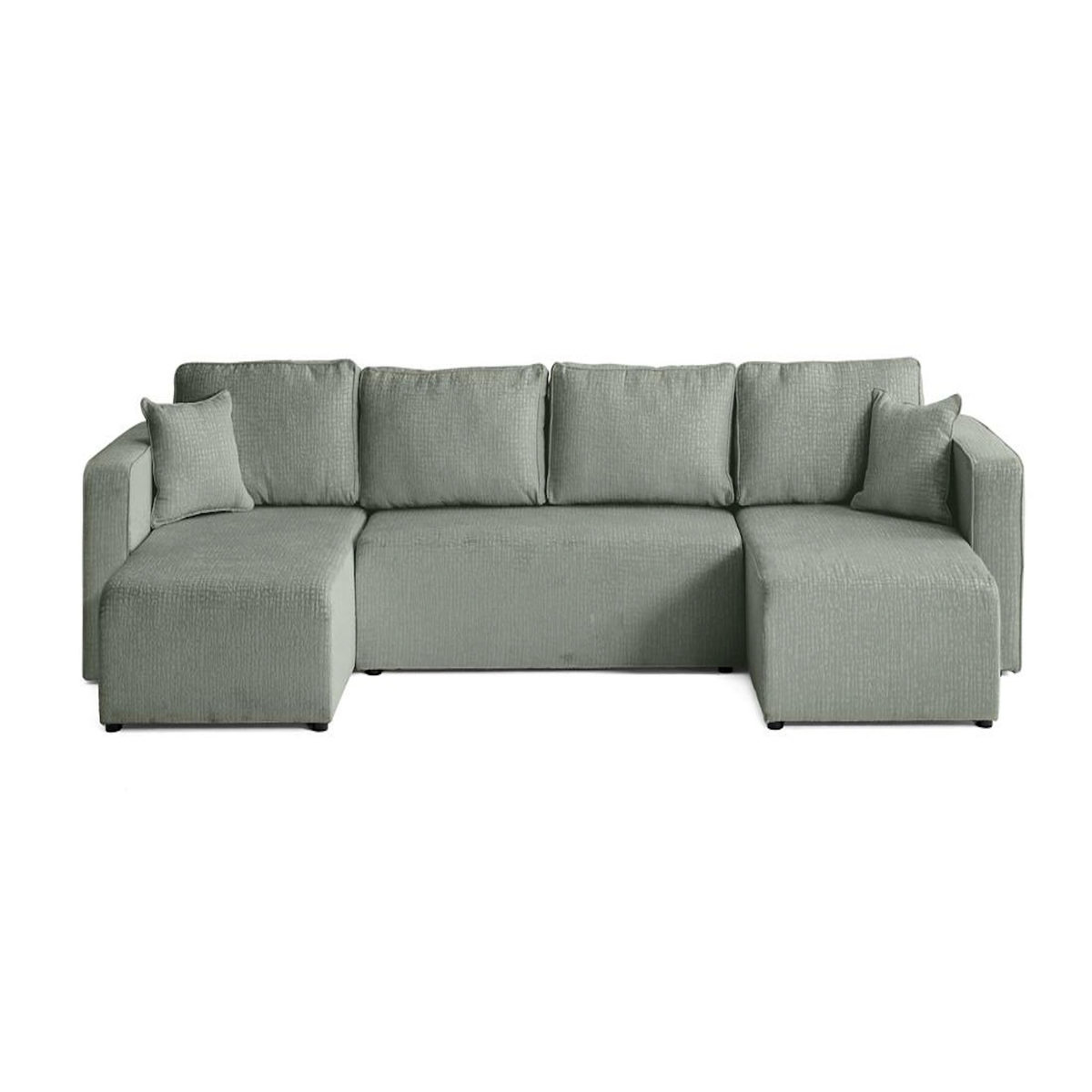 BEST MOBILIER Topaze - canapé panoramique en u - 7 places - convertible avec coffre - en tissu velours relief