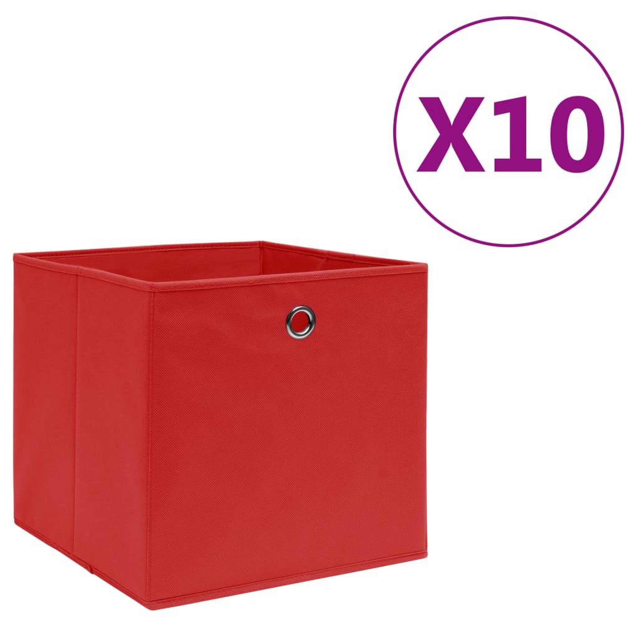 Voir la diapositive 1 : VIDAXL Boîtes de rangement 10 pcs Tissu intisse 28x28x28 cm Rouge