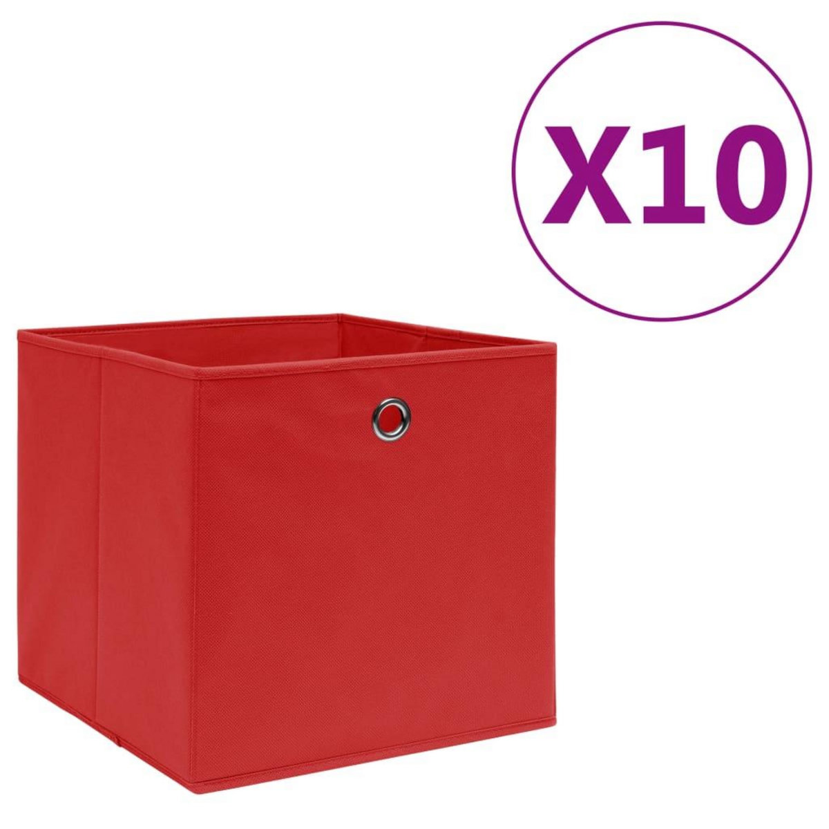 VIDAXL Boîtes de rangement 10 pcs Tissu intisse 28x28x28 cm Rouge