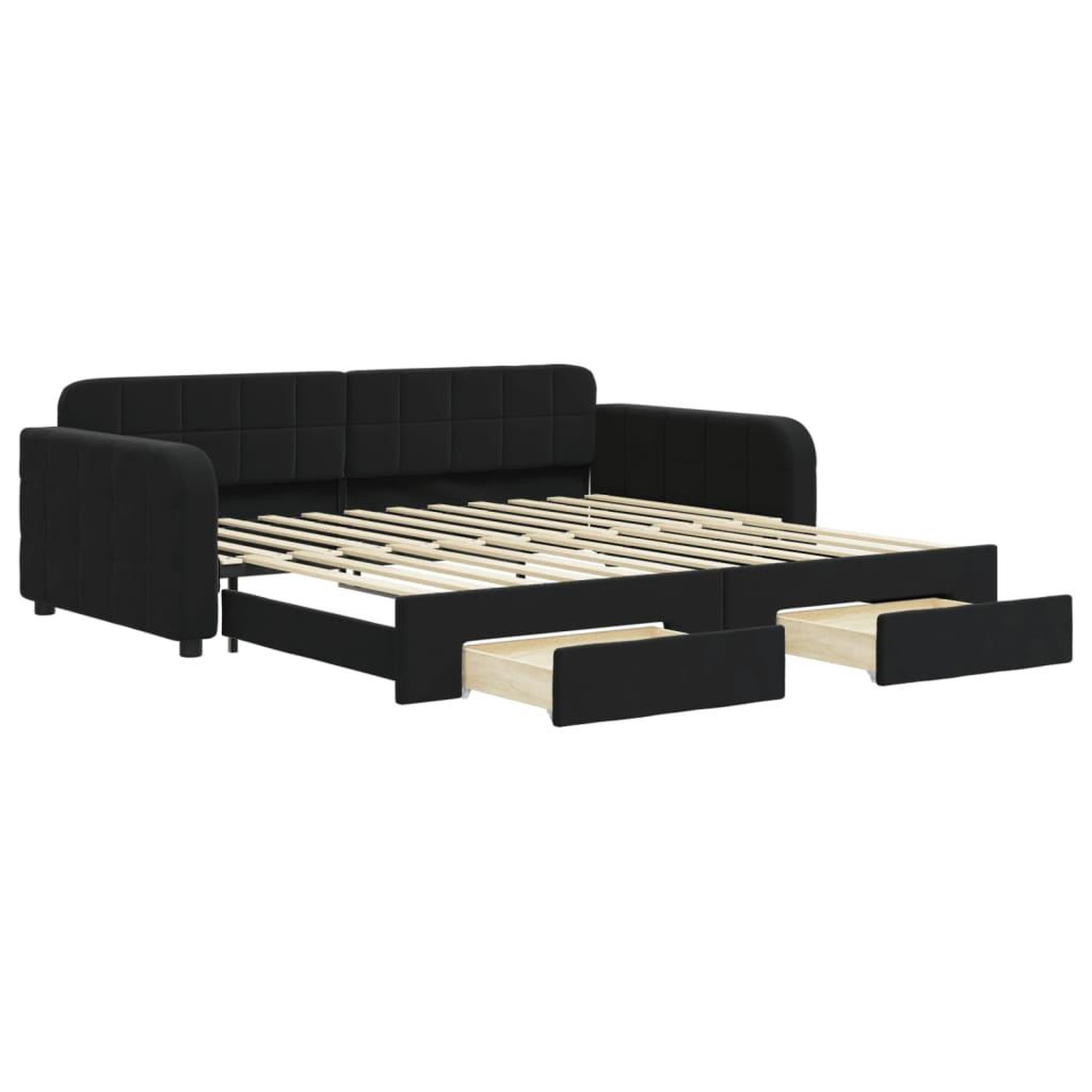 Voir la diapositive 2 : VIDAXL Lit de jour avec gigogne et tiroirs sans matelas noir 100x200cm