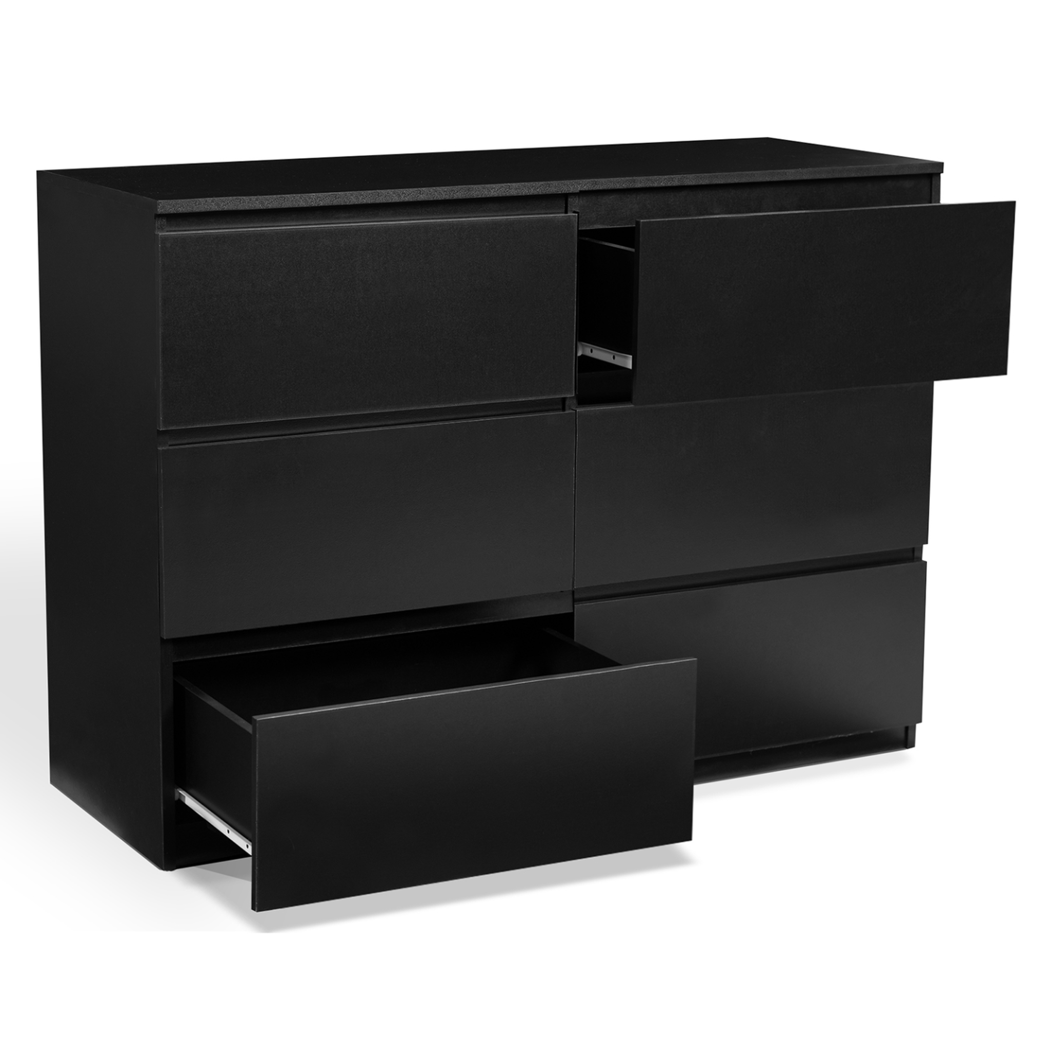 Voir la diapositive 4 : ID MARKET Commode 6 tiroirs tomi 110 cm bois noir