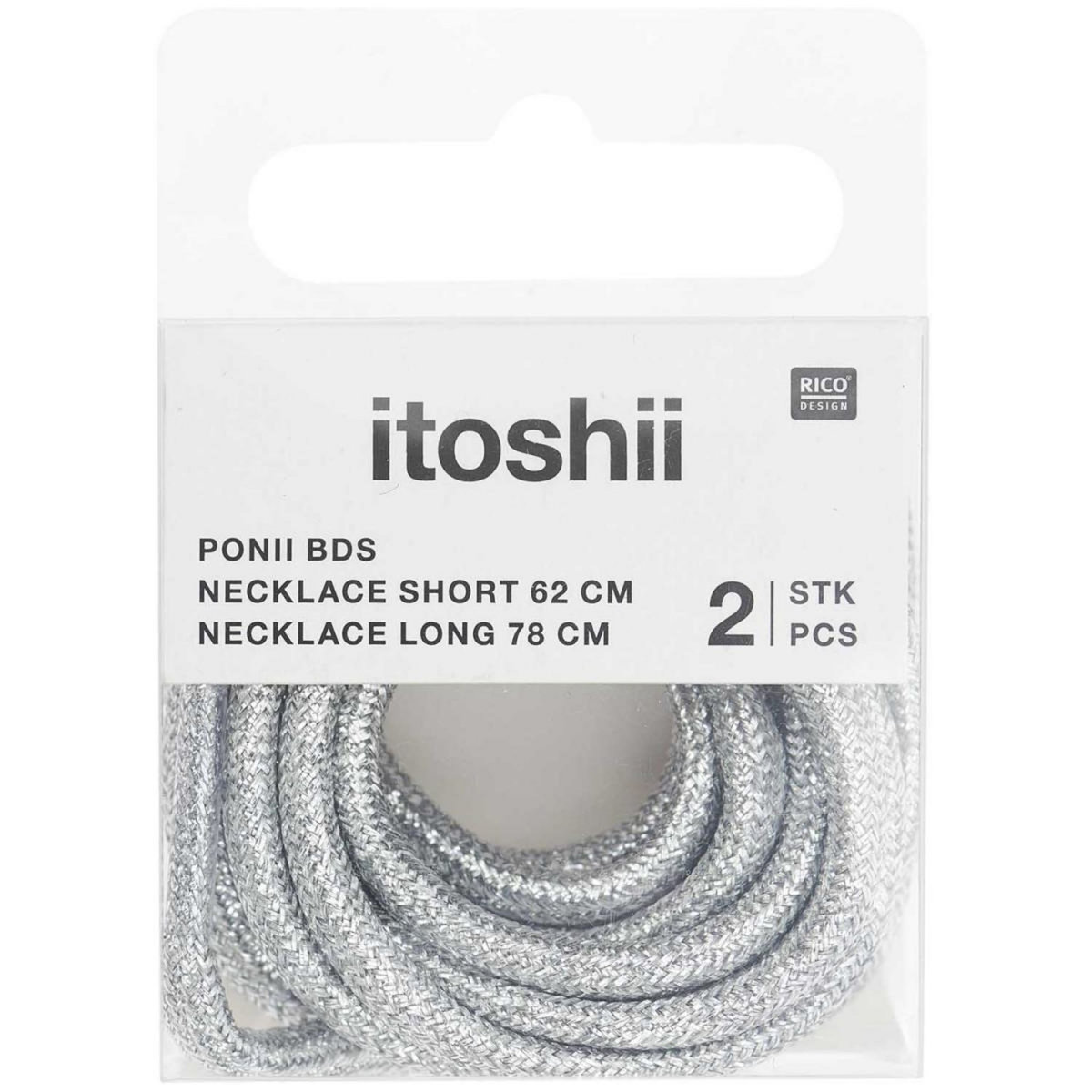 RICO DESIGN Itoshii pack 2 cordons 2 tailles argente