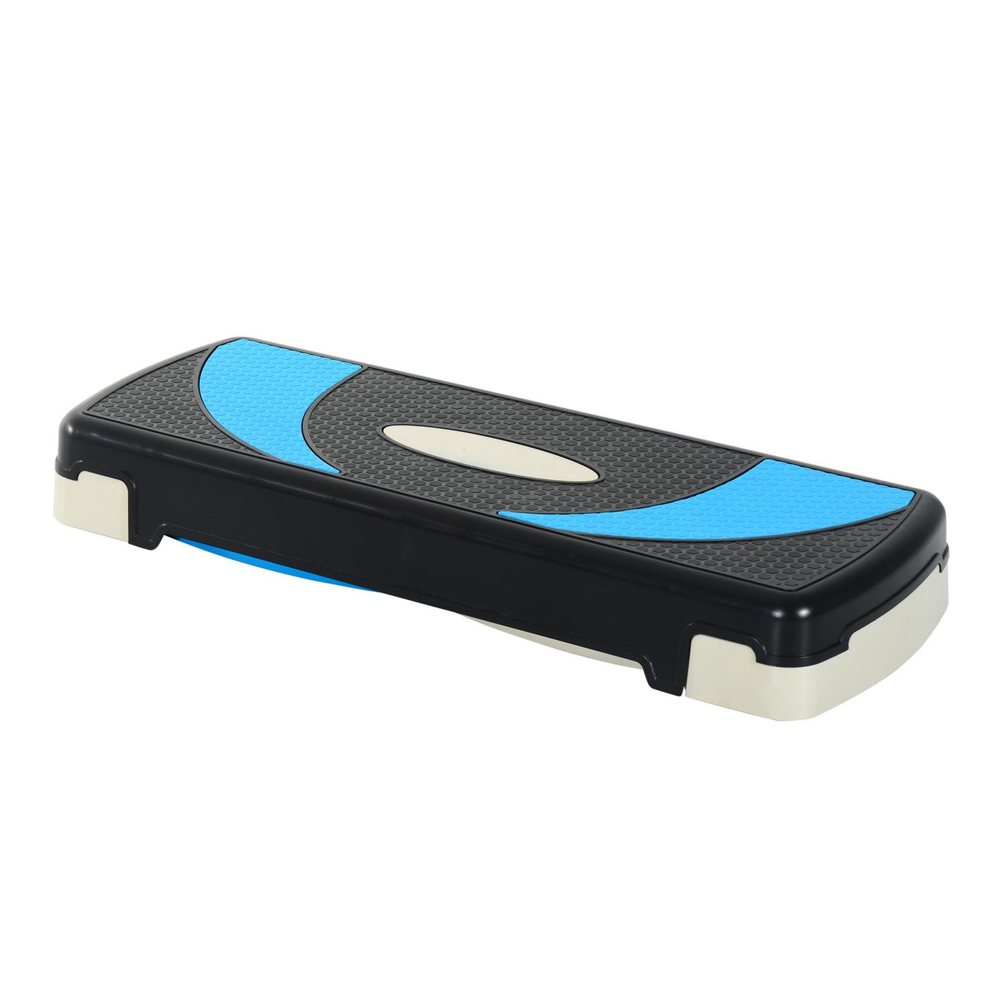 Voir la diapositive 4 : HOMCOM Stepper fitness aerobic hauteur reglable surface antiderapante 80 x 31 x 20 cm noir bleu