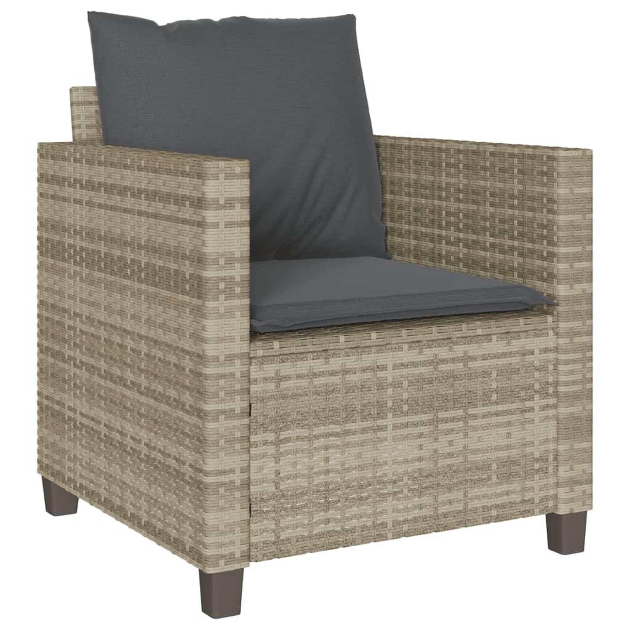 Voir la diapositive 4 : VIDAXL Ensemble de bistro 3 pcs et coussins gris clair resine tressee