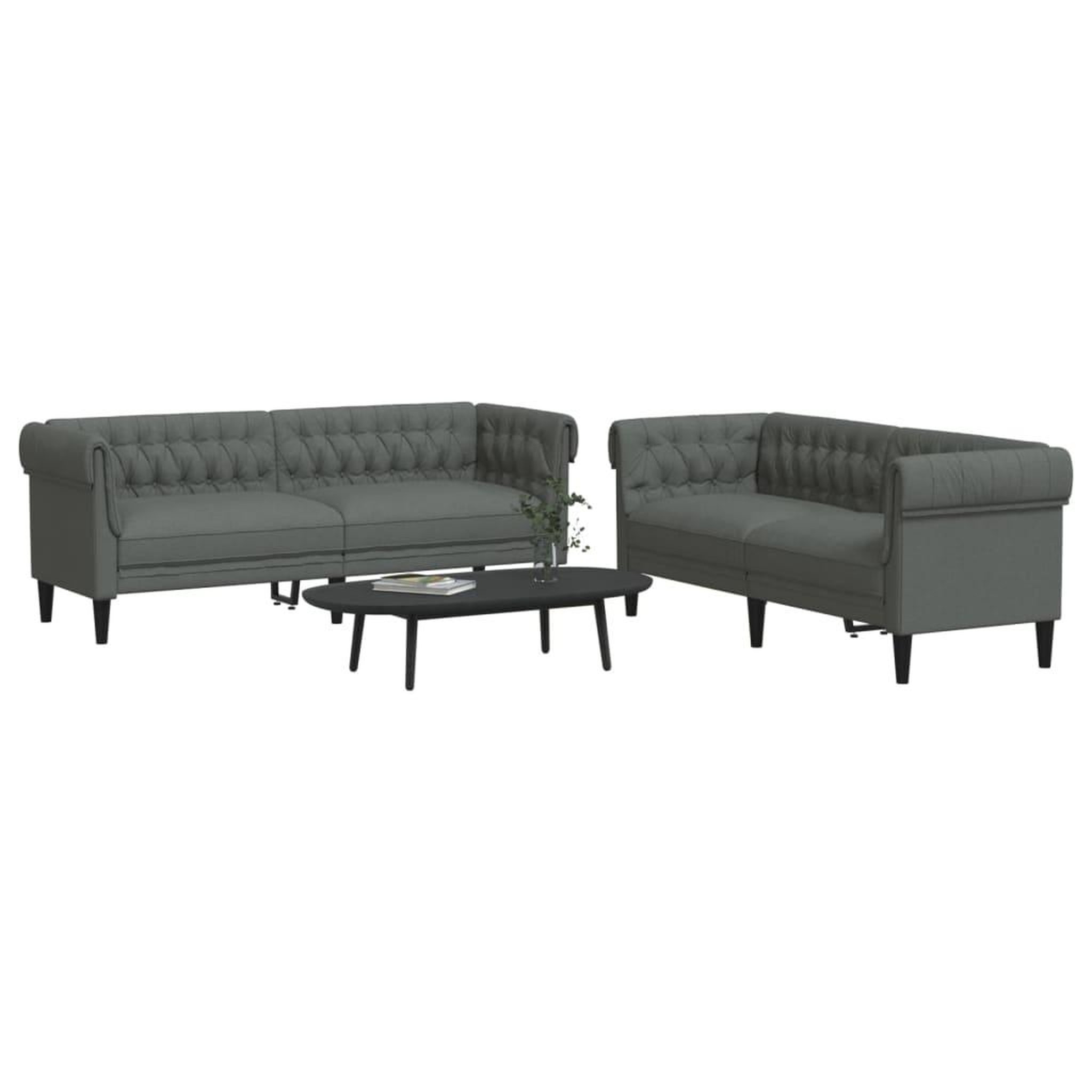 VIDAXL Ensemble de canapes 2 pcs gris fonce tissu