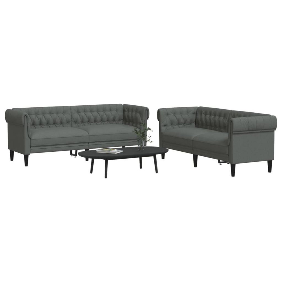 VIDAXL Ensemble de canapes 2 pcs gris fonce tissu