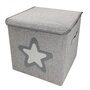 Voir la diapositive 1 : Monsieur Bébé Lot de 2 boites de rangement, coffre à jouets pour enfant avec couvercle - 33 x 33 x 33 cm - Gris Étoile